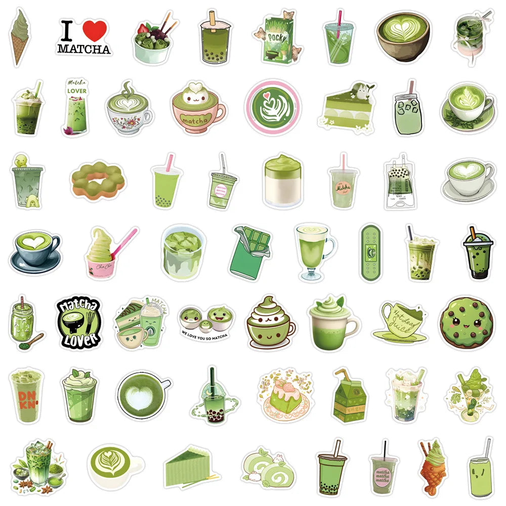 55-Pieces Matcha Themed Stickers