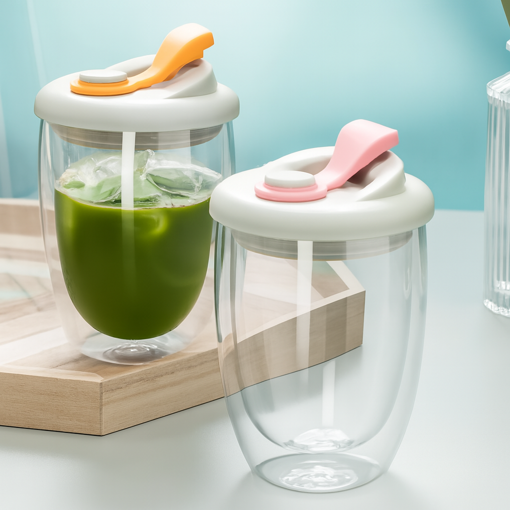 Cute Double-Layered Glass Bottle