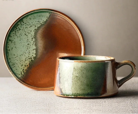 Handmade Green-Bronze Glazed Mug