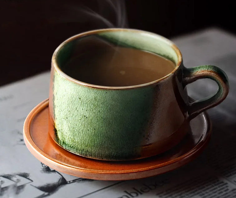 Handmade Green-Bronze Glazed Mug