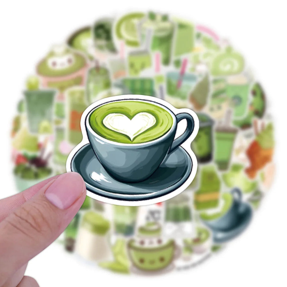 55-Pieces Matcha Themed Stickers