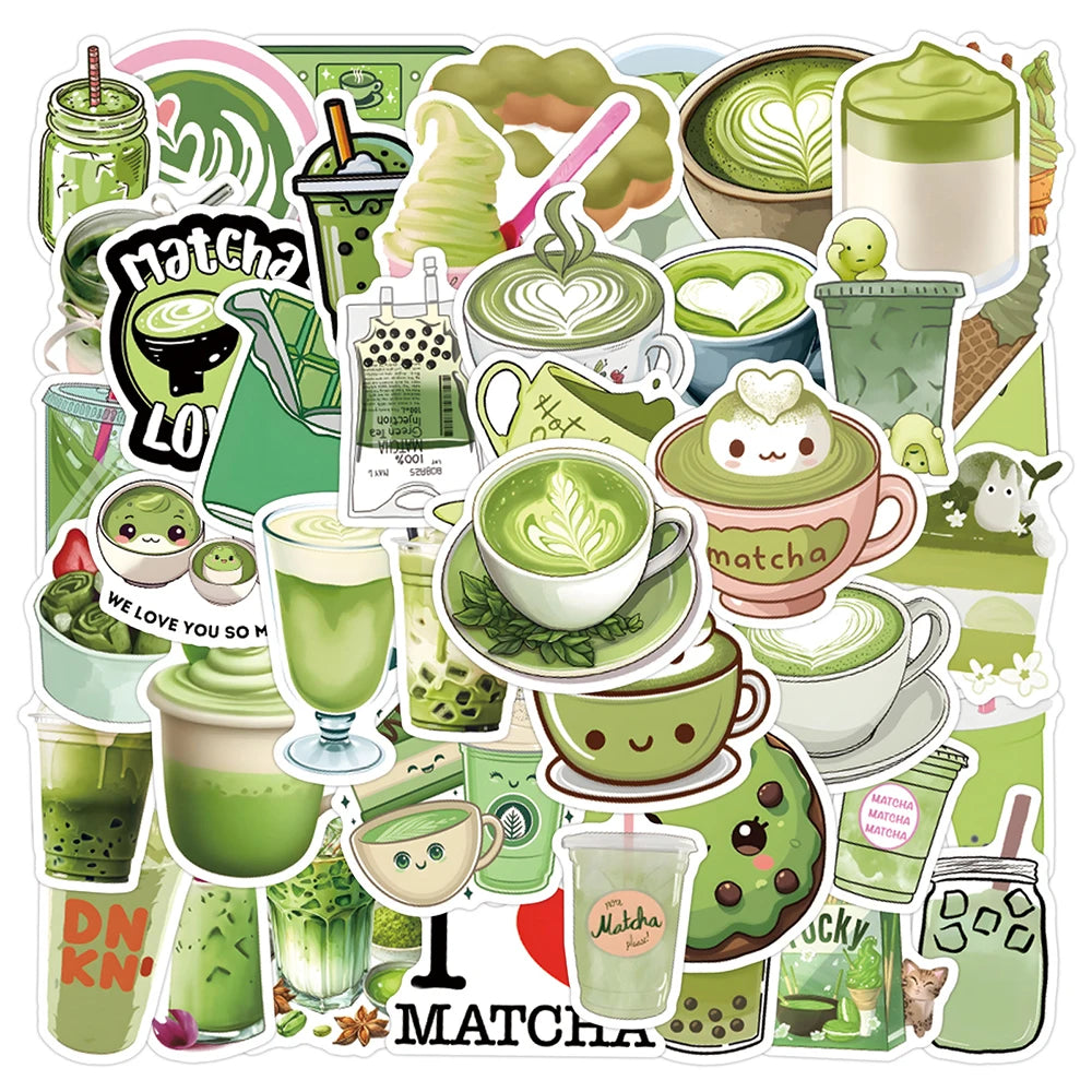 55-Pieces Matcha Themed Stickers